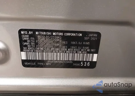 2022 Mitsubishi Eclipse Cross Se S-Awc/Se Special Edition S-Awc/Sel S-Awc/Sel Special Edition S-Awc из США, поврежденный, VIN JA4ATWAA8NZ039485